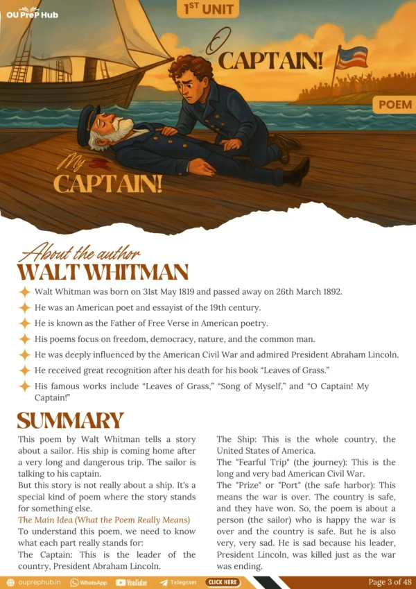 OU 3rd Semester English Summary Book 2025 – Full 3 Units | New Syllabus Notes for OU Degree